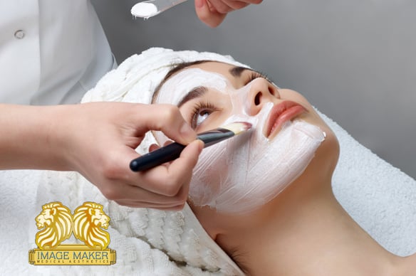 Woman receiving a customized facial treatment at Image Maker Aesthetics in Coral Gables, Miami